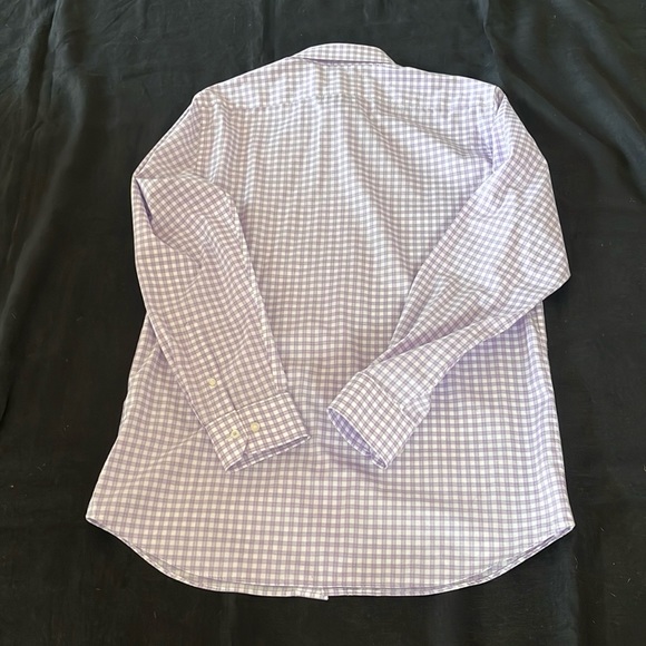 Banana Republic Slim Fit No-Iron Cotton Shirt Purple White Large - Picture 5 of 7